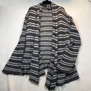 Anthropologie Wooden Ships Cardigan Womens Size M/L Gray Striped Mohair Wool